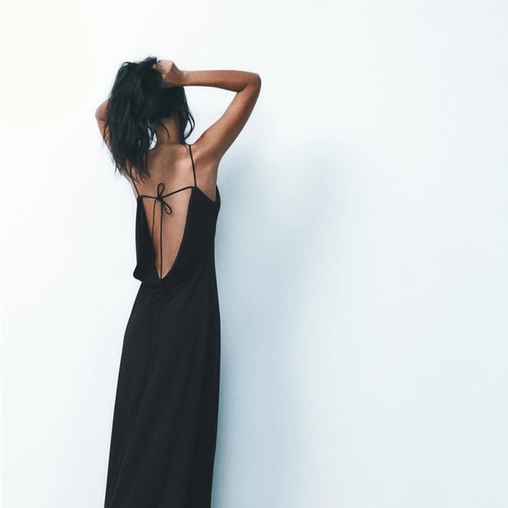 Sz M Zara DRAPED DRESS Elegant Black Women's Dress - Picture 2 of 14